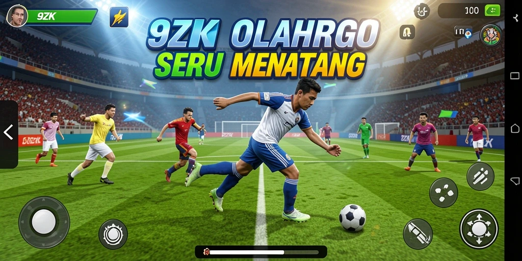 Screenshot gameplay 9ZK menampilkan aksi seru dalam permainan olahraga.