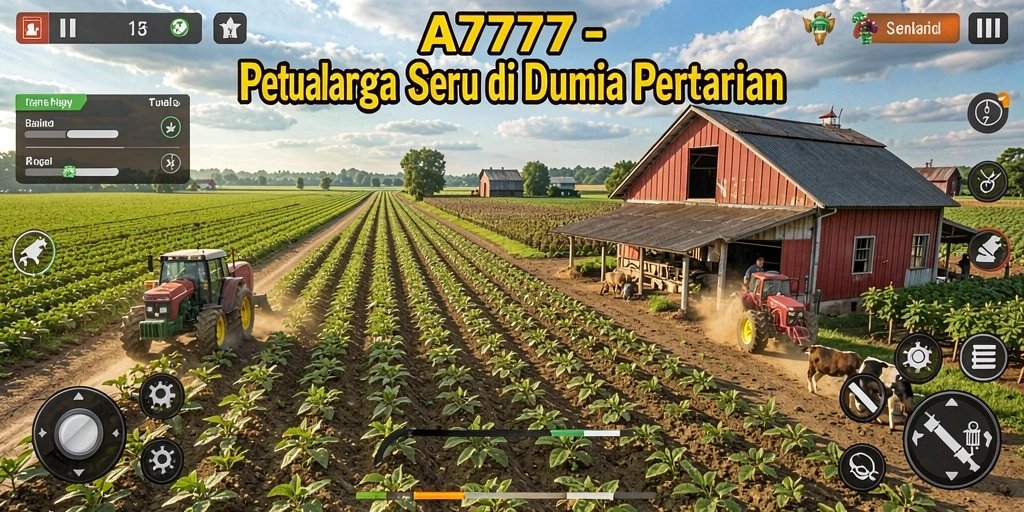 Tangkapan layar A7777 menampilkan aktivitas bertani yang menyenangkan dan interaktif.