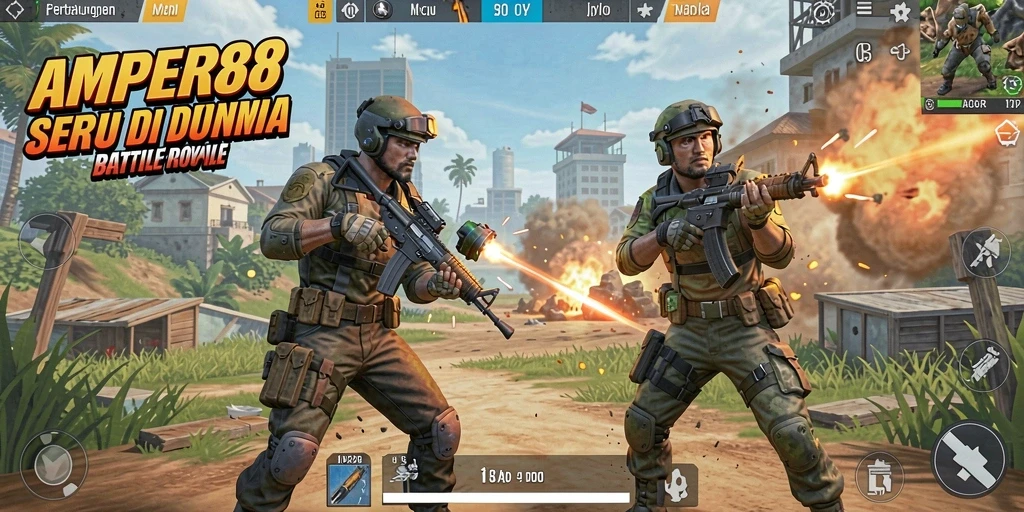Screenshot gameplay AMPER88 dengan aksi menegangkan Battle Royale.