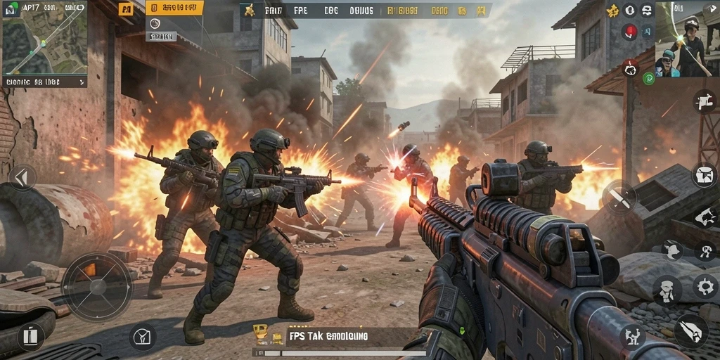 Tampilan mendebarkan dari gameplay API77 dalam pertempuran FPS.