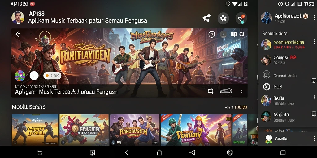 Screenshot menunjukkan pengguna menikmati fitur musik API88.