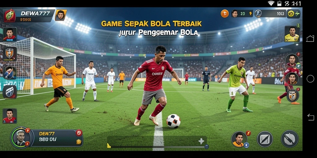 Tampilan gameplay DEWA777 dengan aksi sepak bola yang realistis.