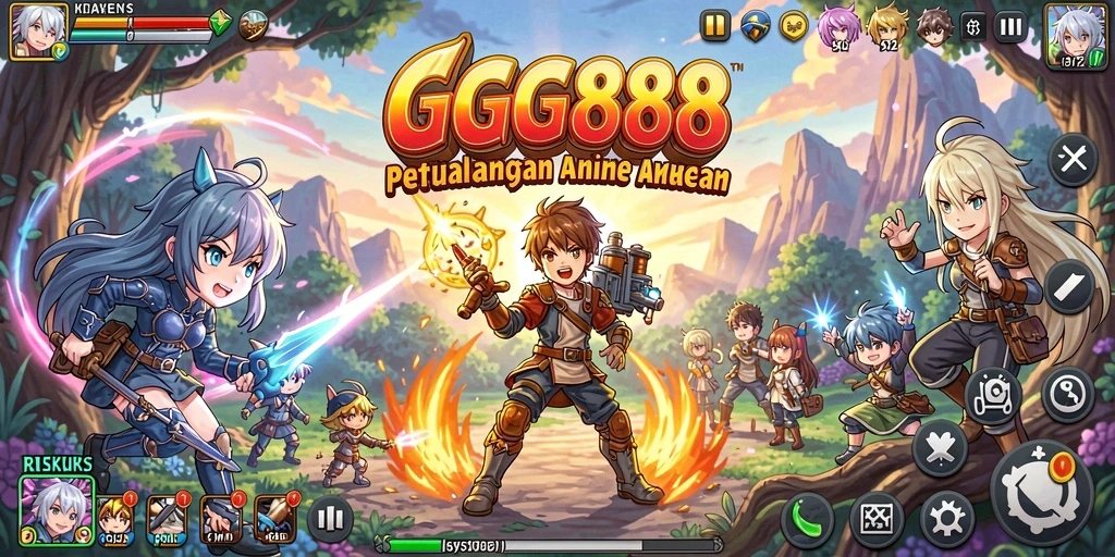 Tampilan gameplay GGG888 dengan karakter anime yang menawan.
