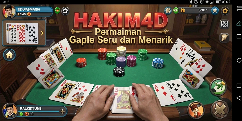 Screenshot gameplay HAKIM4D yang memperlihatkan keseruan Gaple.