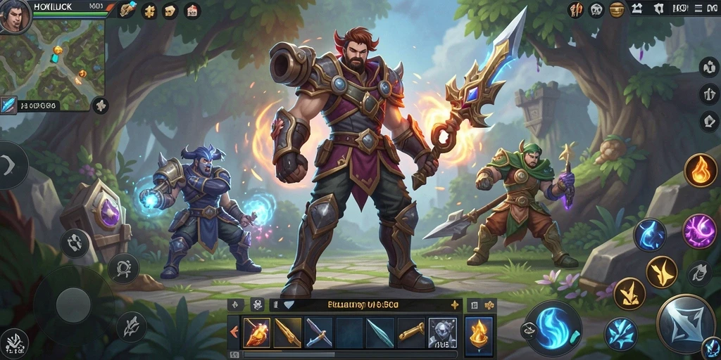 Tampilan gameplay HOKILUCK dengan pertempuran yang seru dan pemandangan menakjubkan.