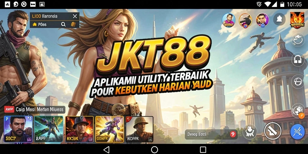 Screenshot dari aplikasi JKT88 menunjukkan antarmuka utama yang intuitif.