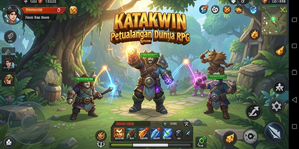 Tampilan gameplay KATAKWIN dengan aksi seru dan karakter menarik.