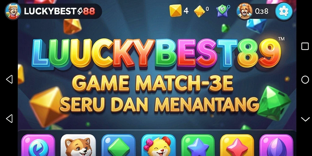 Tampilan gameplay seru di LUCKYBEST88 dengan berbagai tantangan Match-3.