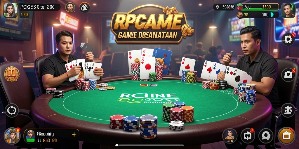 Tampilan permainan poker yang mendebarkan di RPGAME.