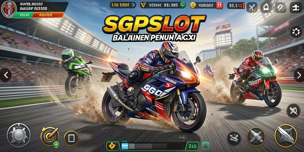 Tampilan gameplay balap motor SGPSLOT yang mendebarkan dan penuh aksi.