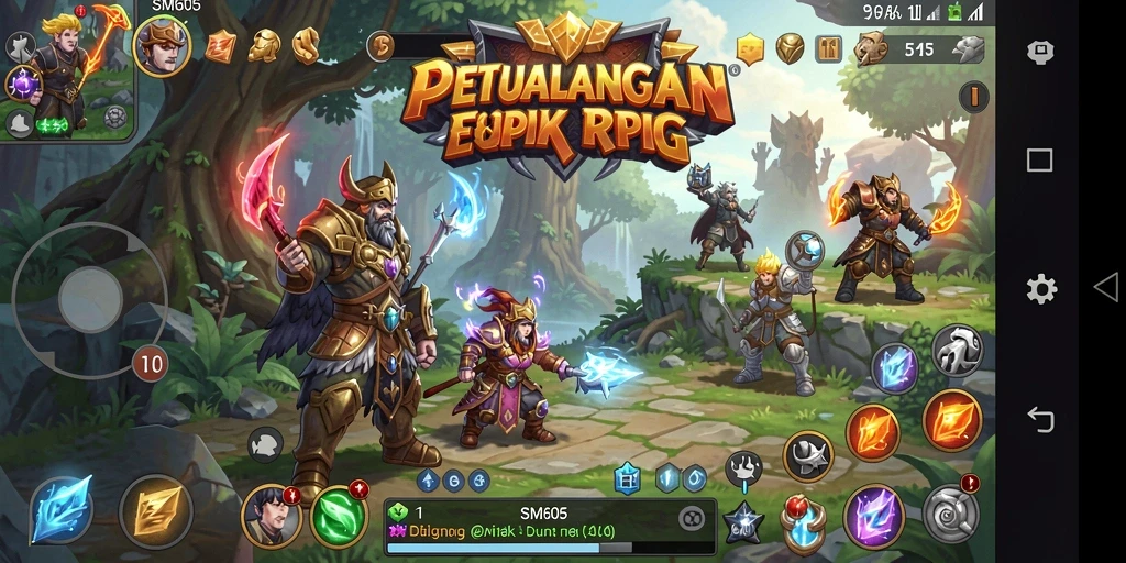 Screenshot menampilkan pertarungan epik dalam permainan RPG.
