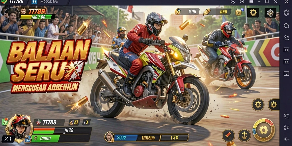 Screenshot gameplay TT789 menampilkan aksi balapan yang intens dan mendebarkan.