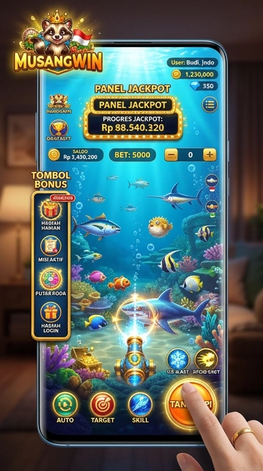 Tampilan antarmuka utama aplikasi musangwin yang menarik.